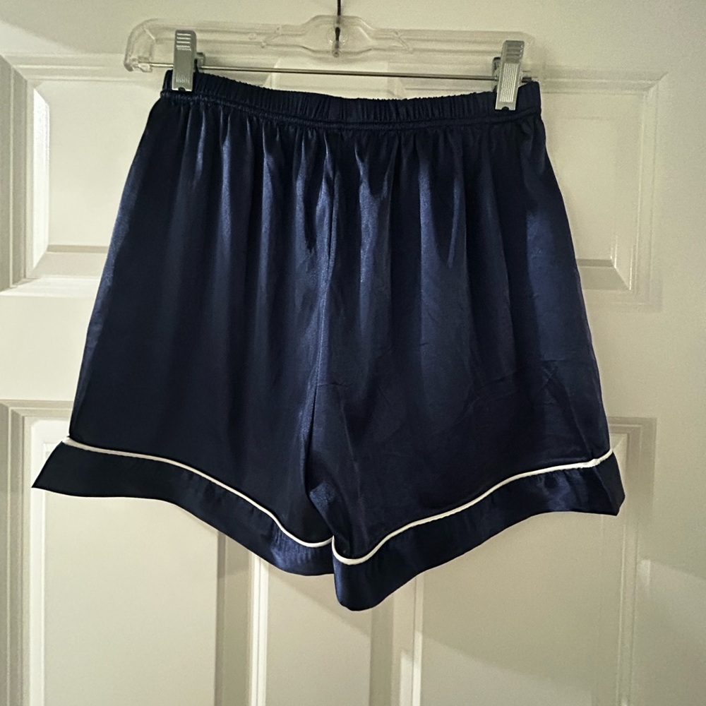 Women's Navy Blue Satin Shorts